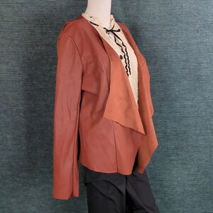Just Fab Vegan Leather Open Front Jacket